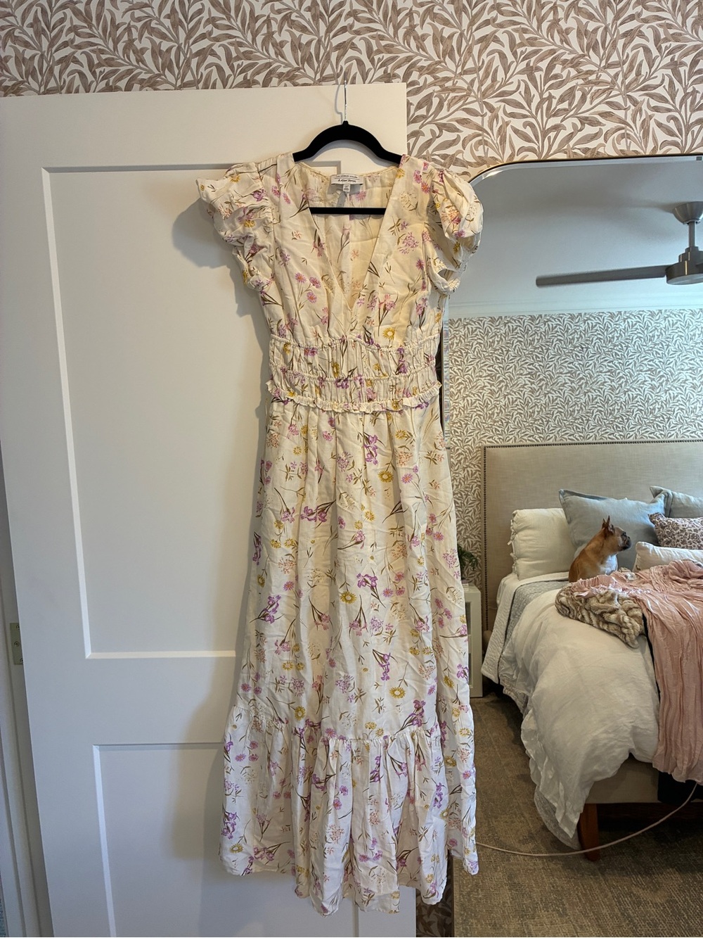 Cream Floral V-Neck Dress & other Stories Los Angeles Atelier